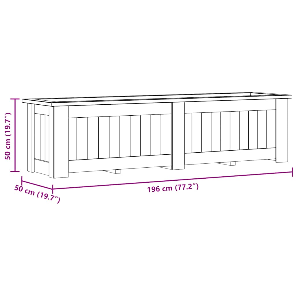 Fioriera Rialzata 196x50x50 cm in Legno di Pino Impregnato - homemem39
