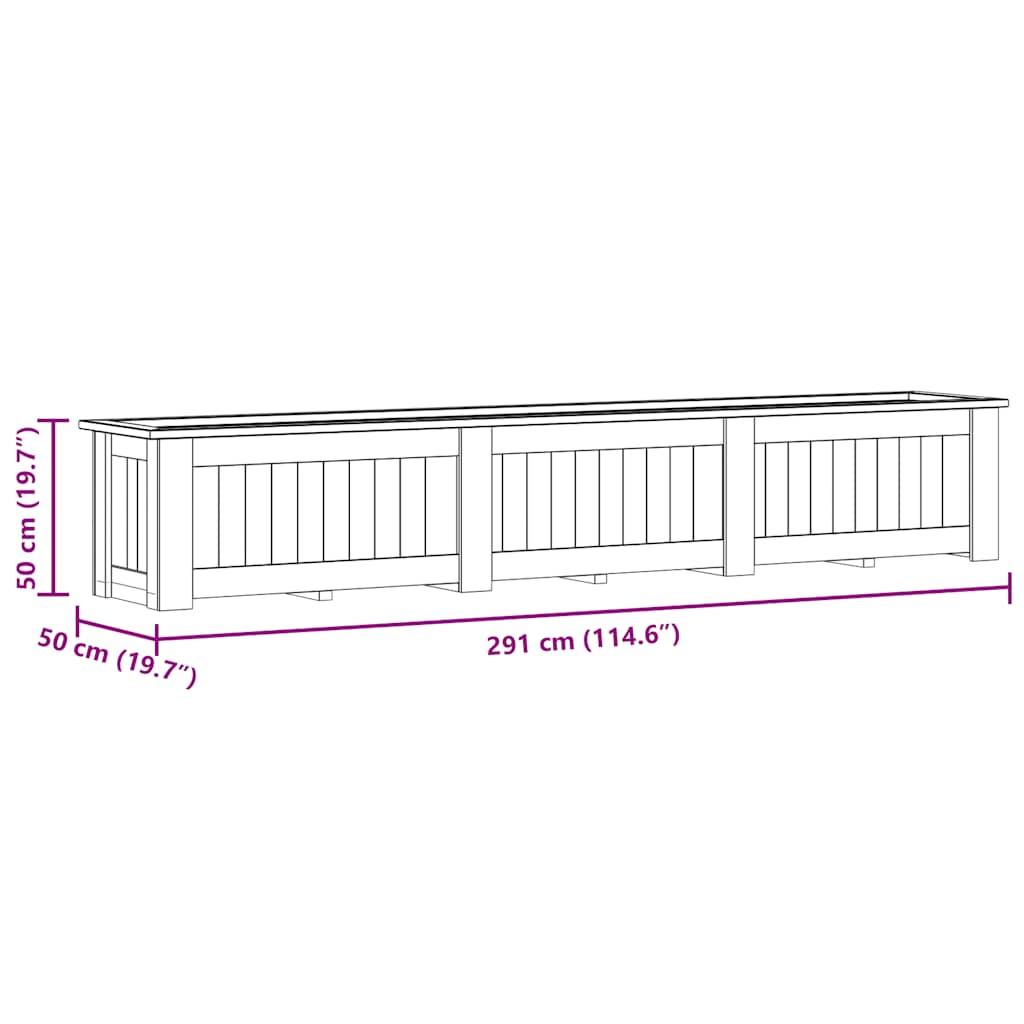 Fioriera Rialzata 291x50x50 cm in Legno di Pino Impregnato - homemem39