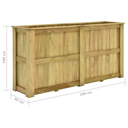 Fioriera Rialzata 196x50x100 cm in Legno di Pino Impregnato - homemem39