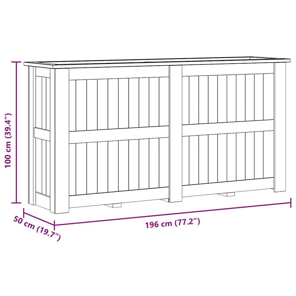Fioriera Rialzata 196x50x100 cm in Legno di Pino Impregnato - homemem39