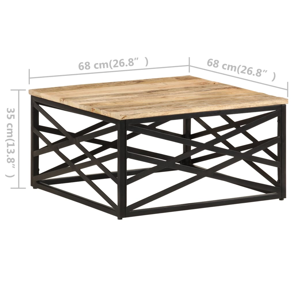 Tavolino da Salotto 68x68x35 cm in Legno Massello di Mango | homemem39