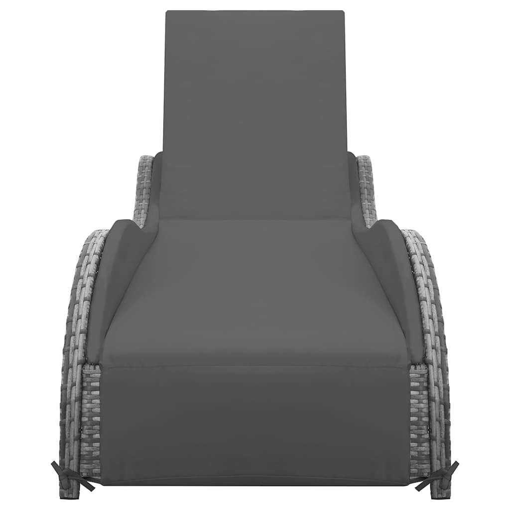 Lettino Prendisole con Cuscino in Polyrattan Antracite