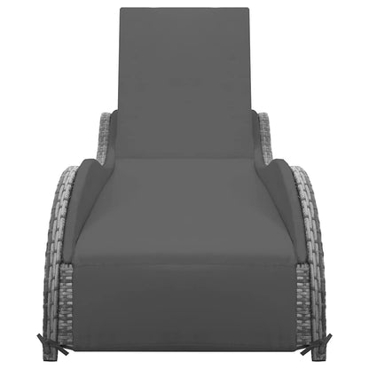 Lettino Prendisole con Cuscino in Polyrattan Antracite