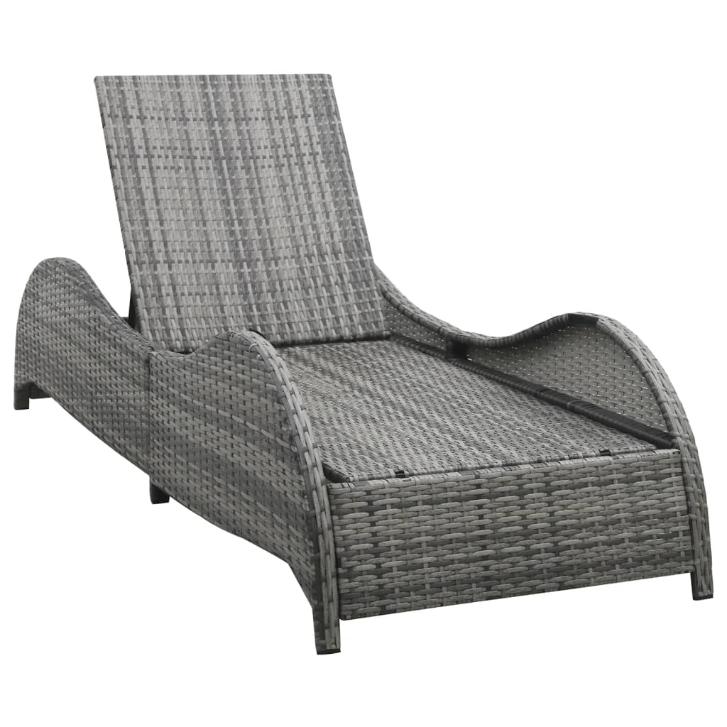 Lettino Prendisole con Cuscino in Polyrattan Antracite - homemem39
