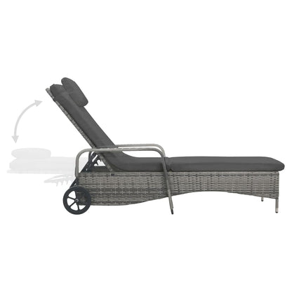 Lettino Prendisole con Ruote in Polyrattan Antracite - homemem39