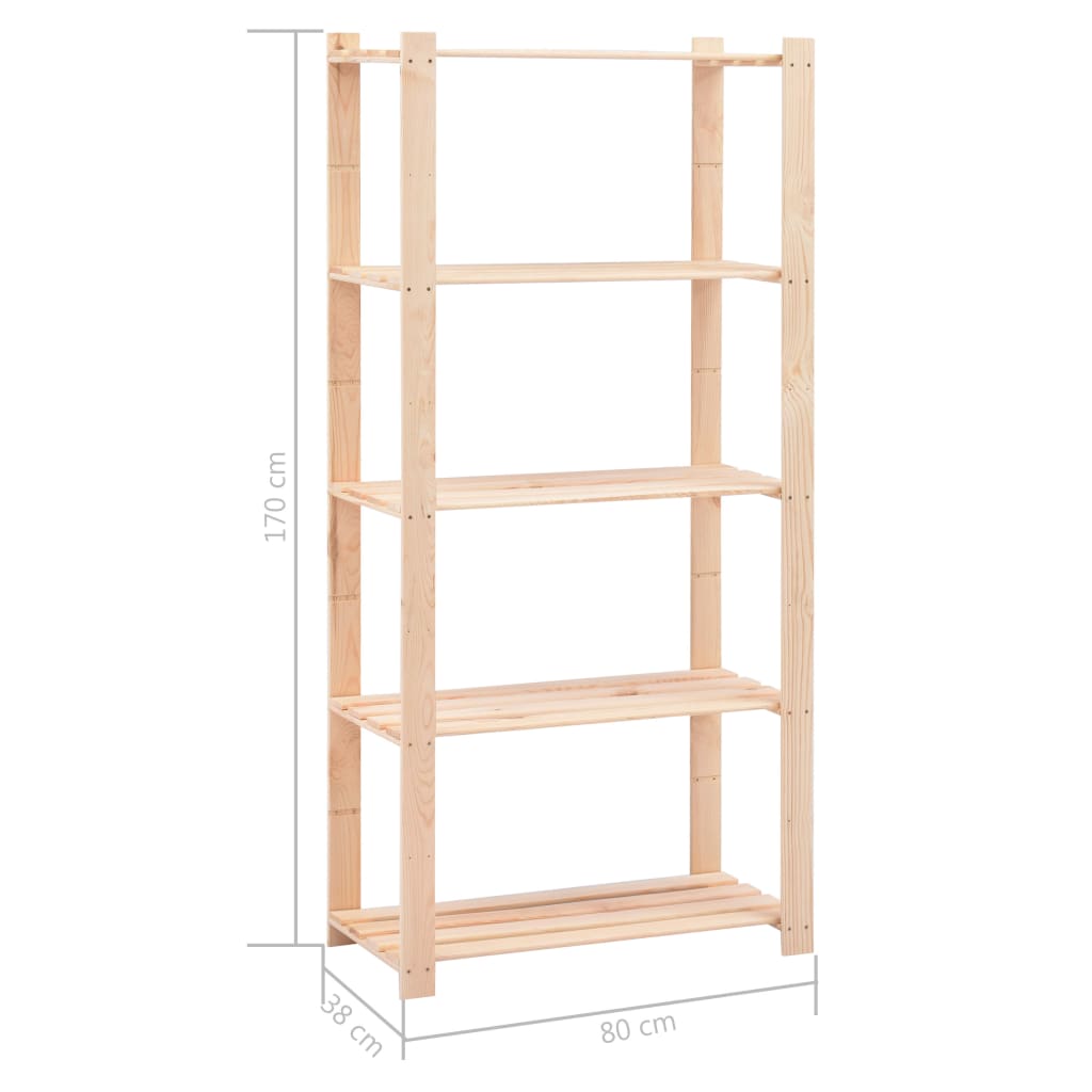 Scaffali a 5 Livelli 3 pz 80x38x170 cm Massello Pino 250 kg | homemem39