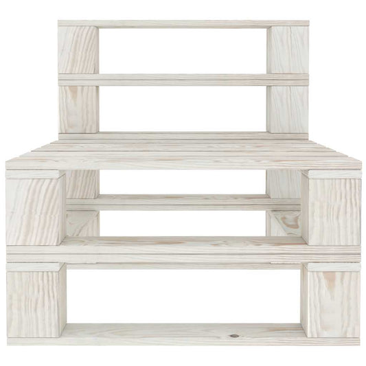 Divano Centrale da Giardino su Pallet in Legno Bianco | homemem39