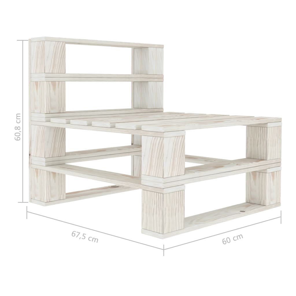 Divano Centrale da Giardino su Pallet in Legno Bianco | homemem39