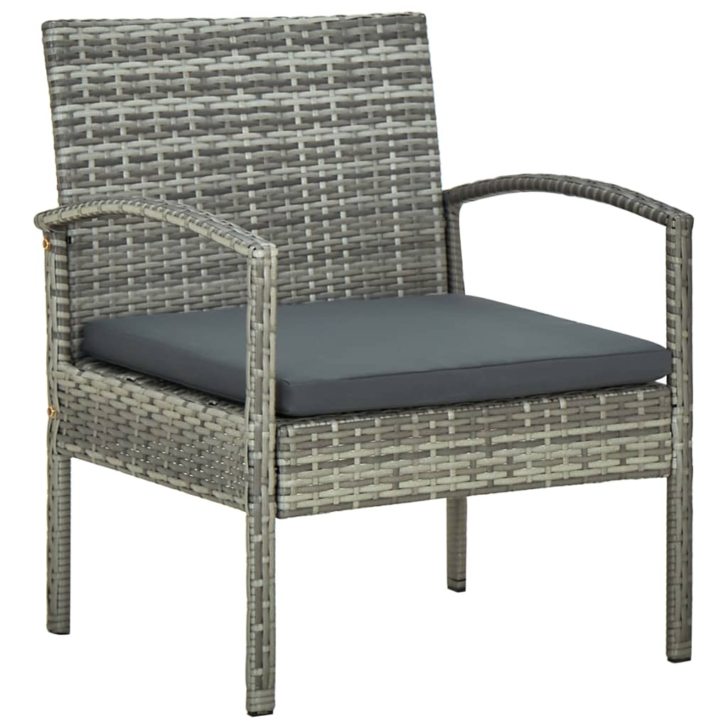 Set Divani da Giardino 5pz con Cuscini in Polyrattan Grigio | homemem39