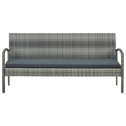 Divano da Giardino a 3 Posti con Cuscini in Polyrattan Grigio | homemem39