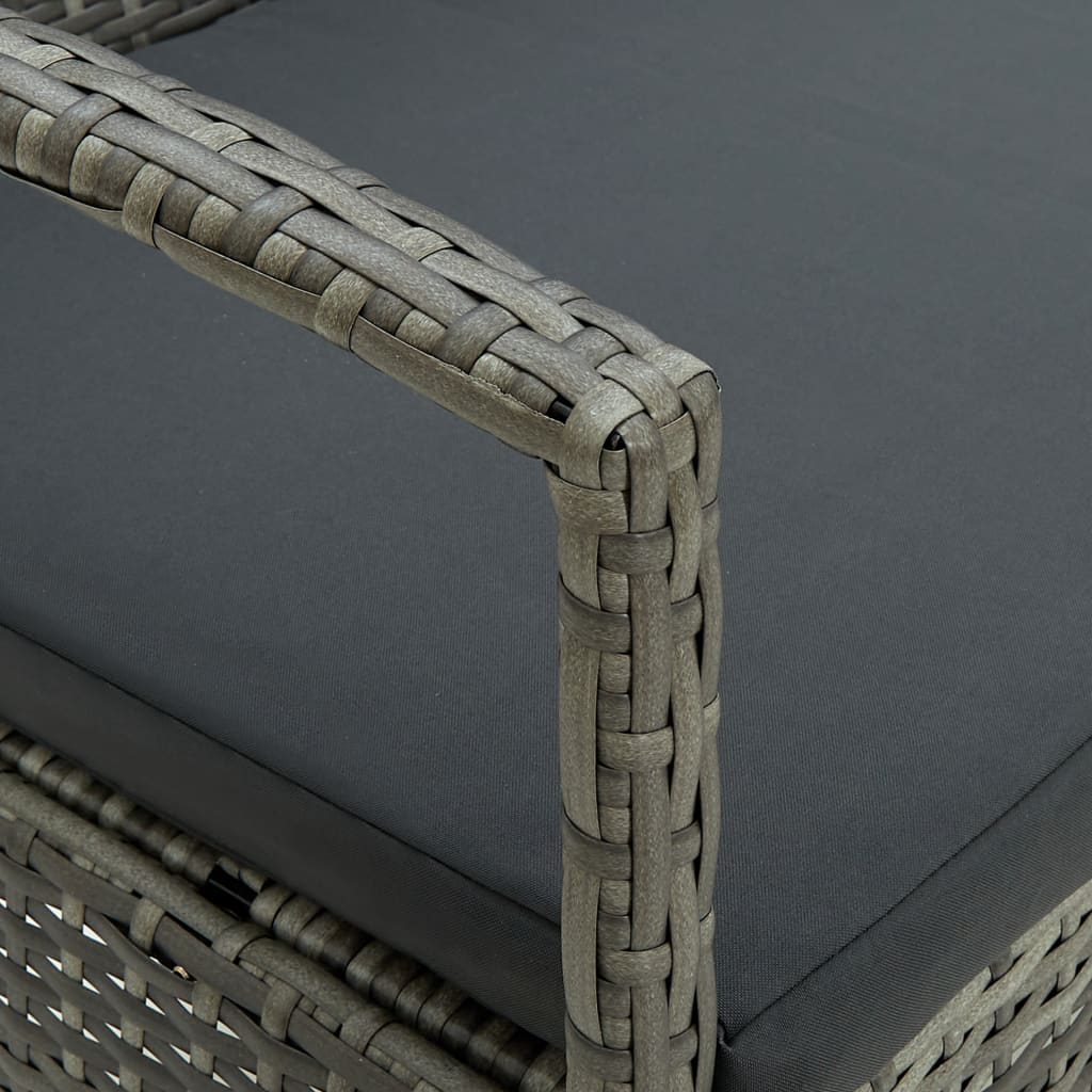 Divano da Giardino a 3 Posti con Cuscini in Polyrattan Grigio | homemem39