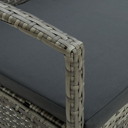 Divano da Giardino a 3 Posti con Cuscini in Polyrattan Grigio | homemem39