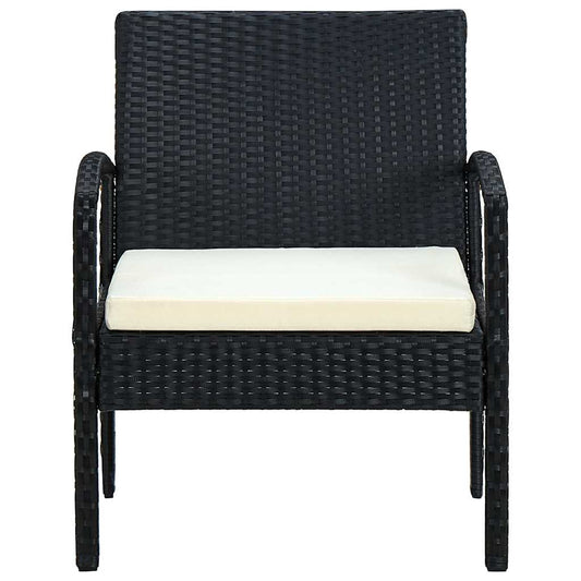 Sedia da Giardino con Cuscino in Polyrattan Nero | homemem39