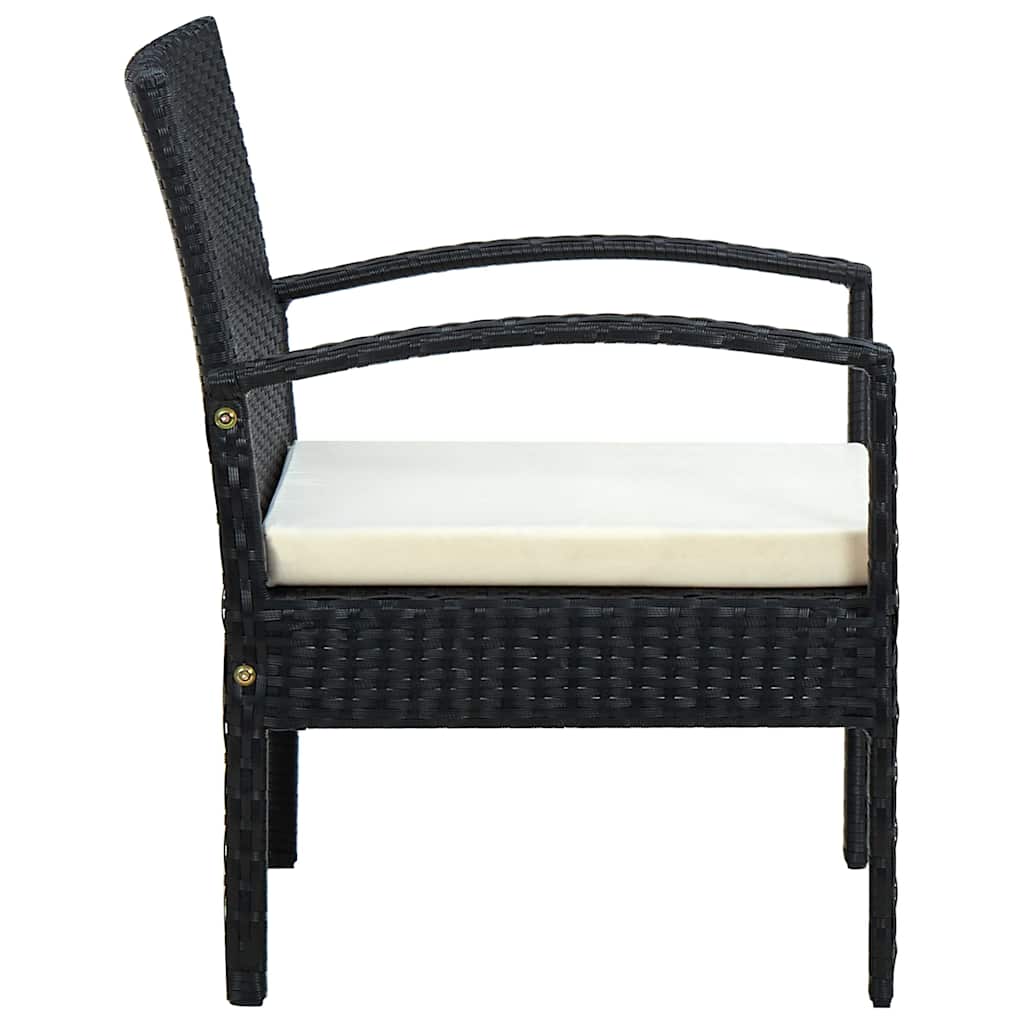 Sedia da Giardino con Cuscino in Polyrattan Nero | homemem39