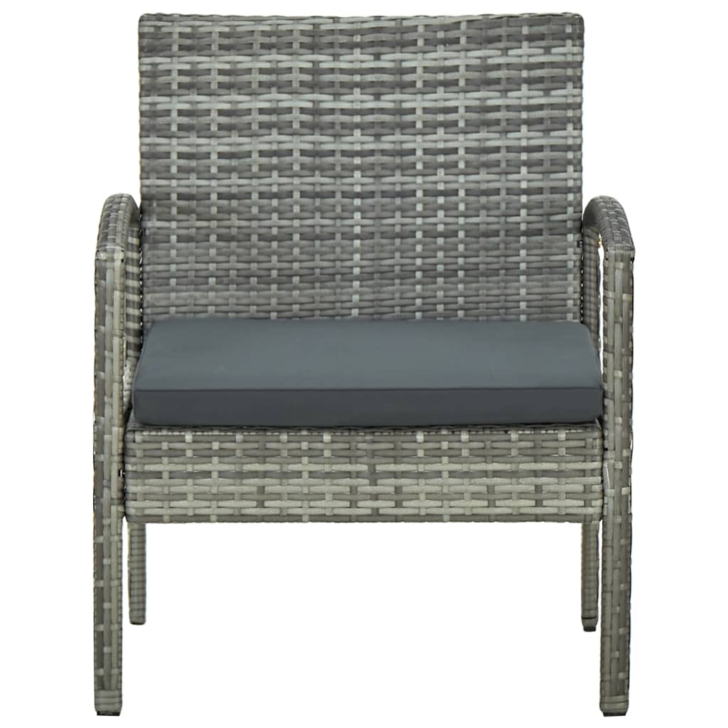 Sedia da Giardino con Cuscino in Polyrattan Grigio | homemem39