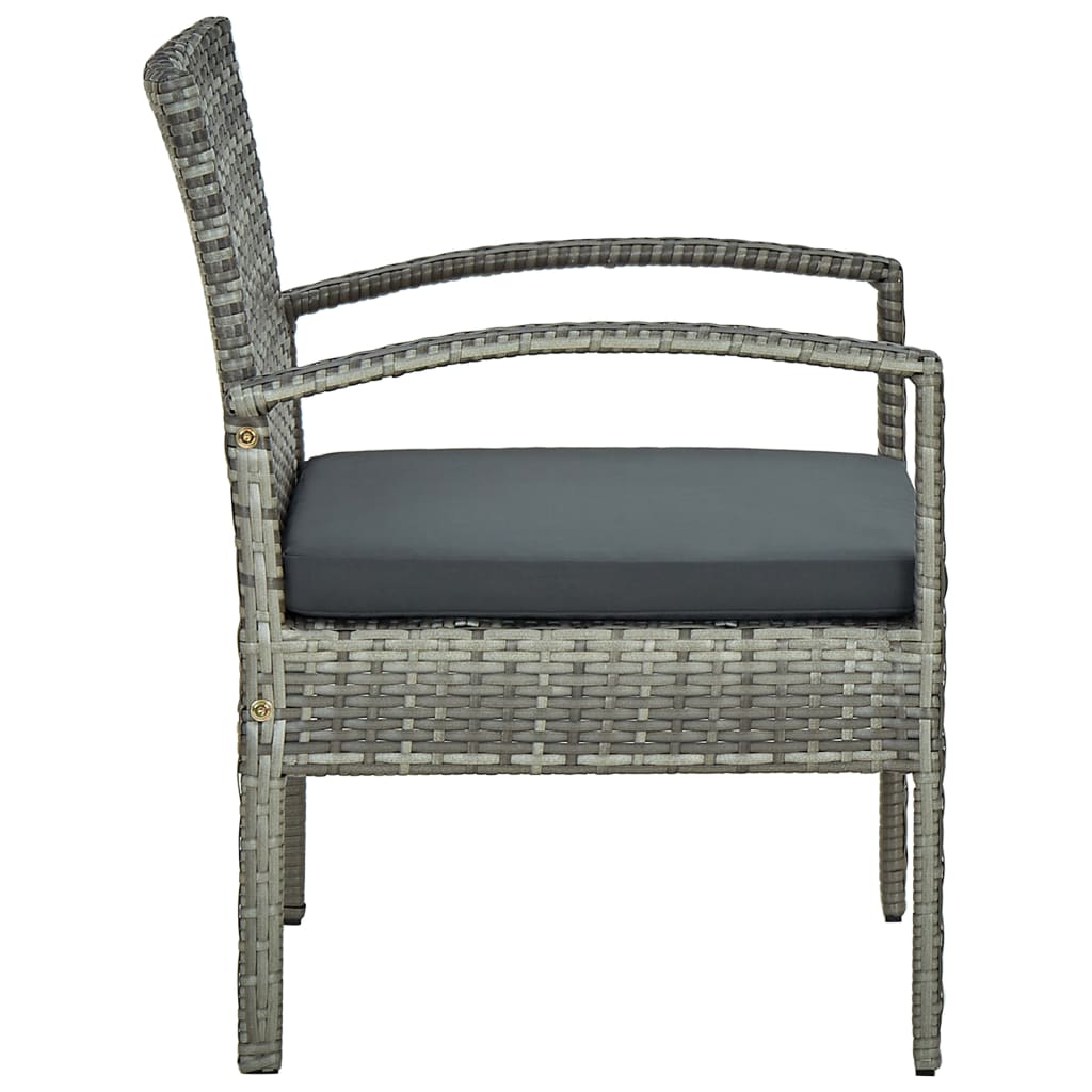 Sedia da Giardino con Cuscino in Polyrattan Grigio | homemem39
