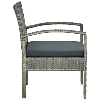 Sedia da Giardino con Cuscino in Polyrattan Grigio | homemem39