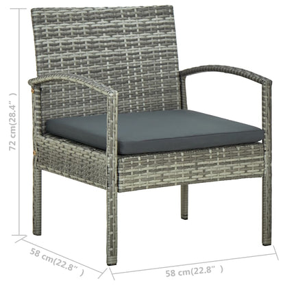 Sedia da Giardino con Cuscino in Polyrattan Grigio | homemem39