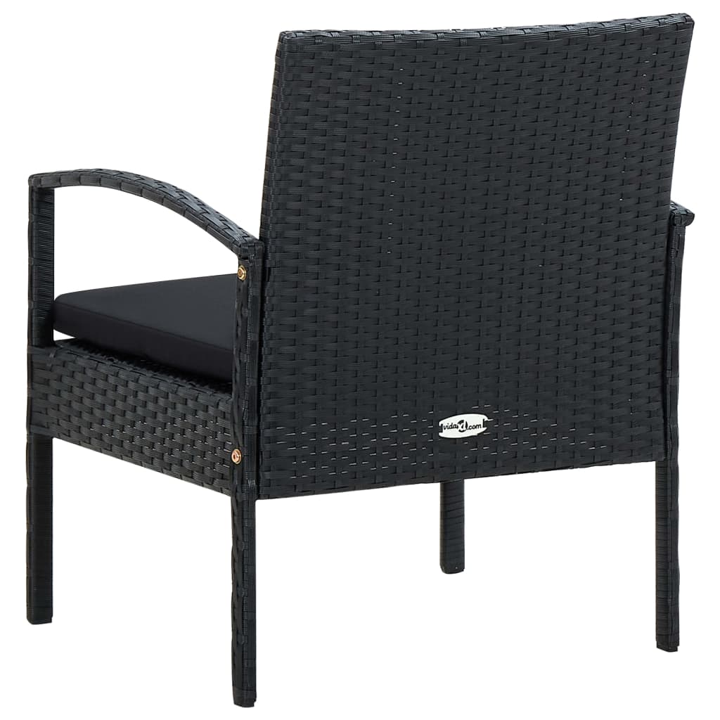 Sedia da Giardino con Cuscino in Polyrattan Nero | homemem39