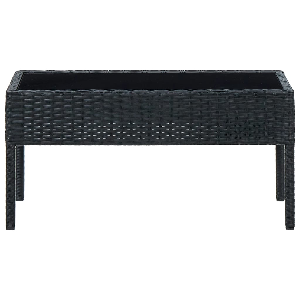Tavolo da Giardino Nero 75x40x37 cm in Polyrattan - homemem39
