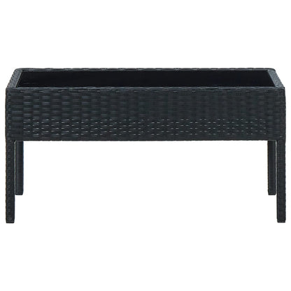 Tavolo da Giardino Nero 75x40x37 cm in Polyrattan - homemem39