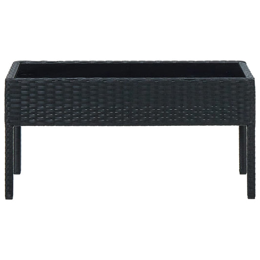 Tavolo da Giardino Nero 75x40x37 cm in Polyrattan - homemem39