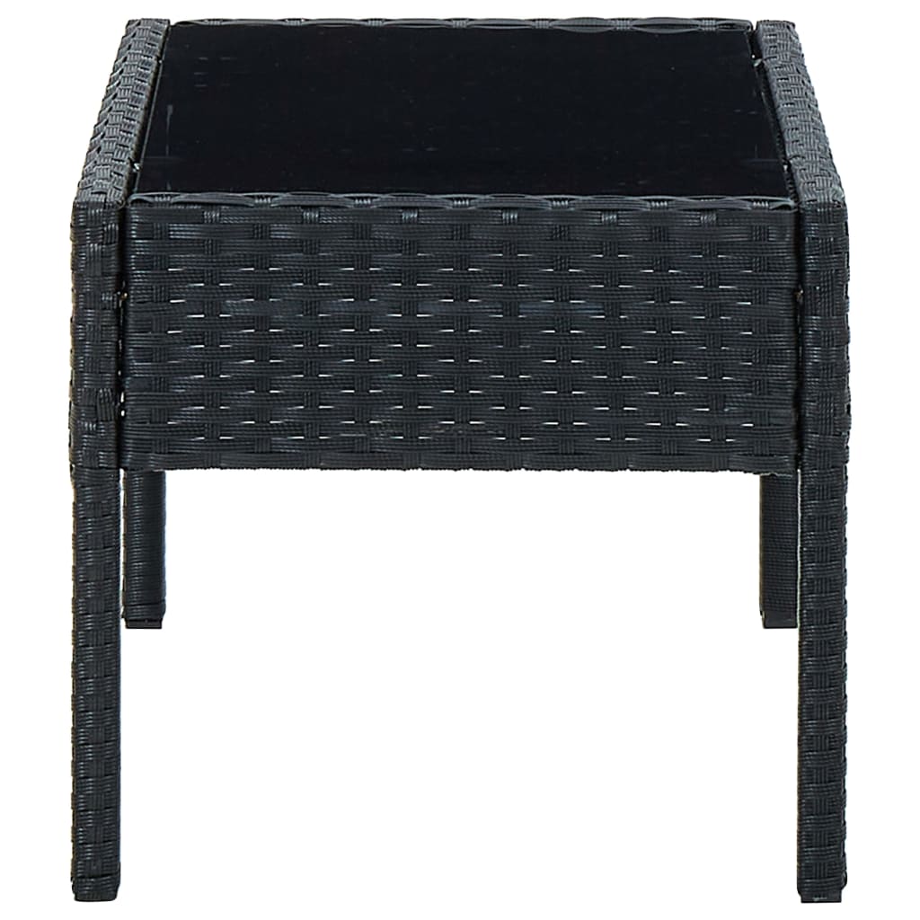 Tavolo da Giardino Nero 75x40x37 cm in Polyrattan - homemem39