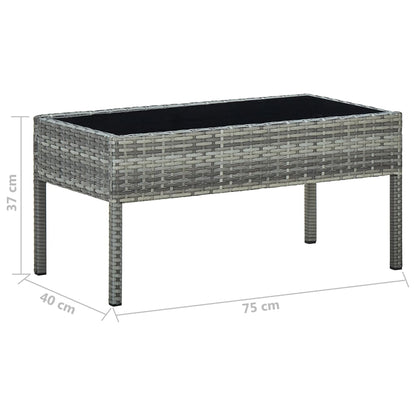 Tavolo da Giardino Grigio 75x40x37 cm in Polyrattan | homemem39