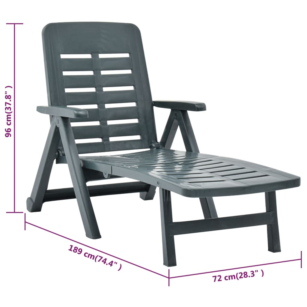 Lettino Prendisole Pieghevole in Plastica Verde - homemem39