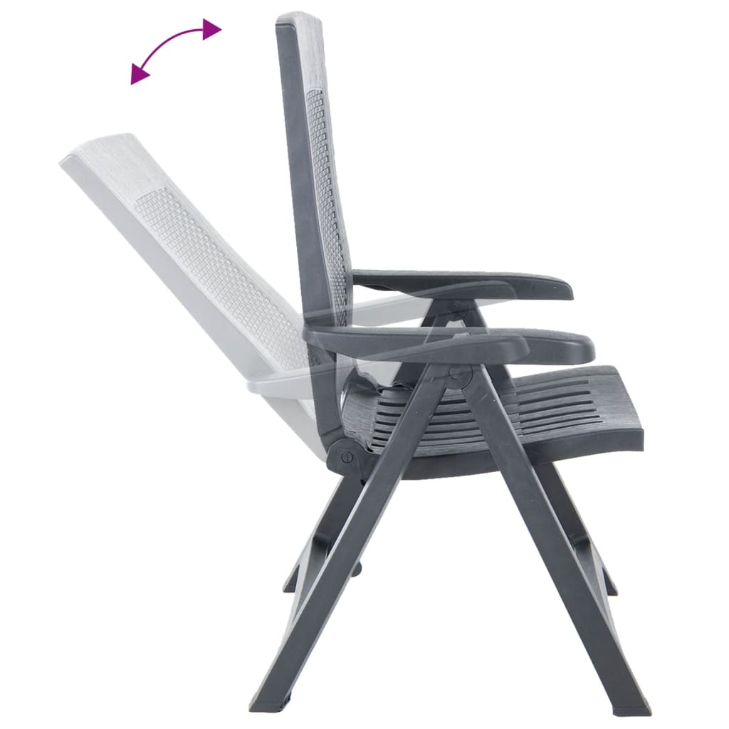 Reclining Garden Chairs 2 pcs in Anthracite Plastic