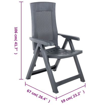 Reclining Garden Chairs 2 pcs in Anthracite Plastic