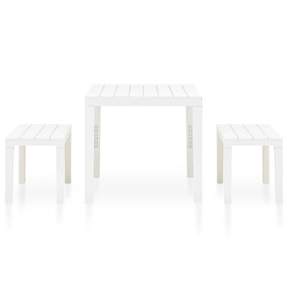 Tavolo da Giardino con 2 Panche in Plastica Bianco - homemem39