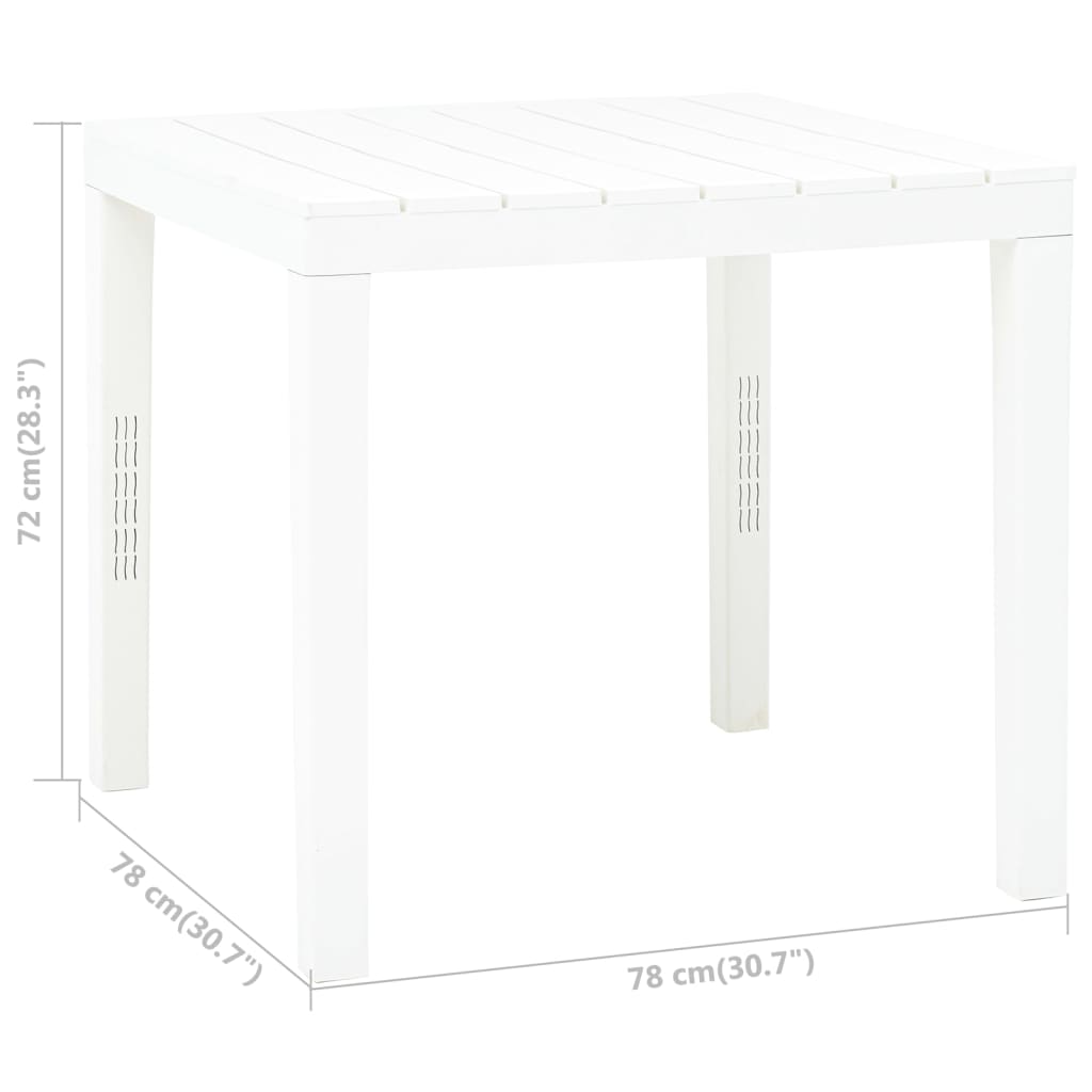 Tavolo da Giardino Bianco 78x78x72 cm in Plastica