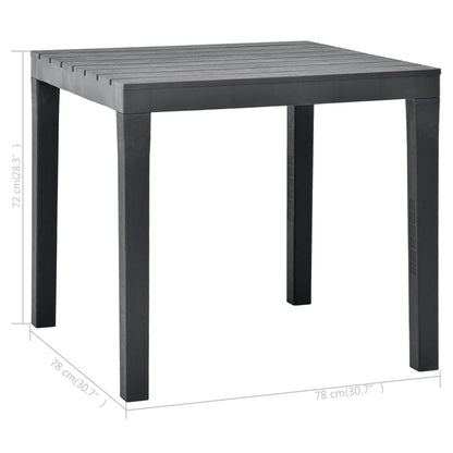Tavolo da Giardino Antracite 78x78x72 cm in Plastica
