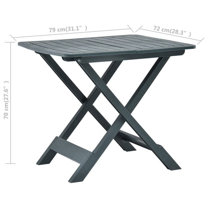 Tavolo da Giardino Pieghevole Verde 79x72x70 cm in Plastica - homemem39