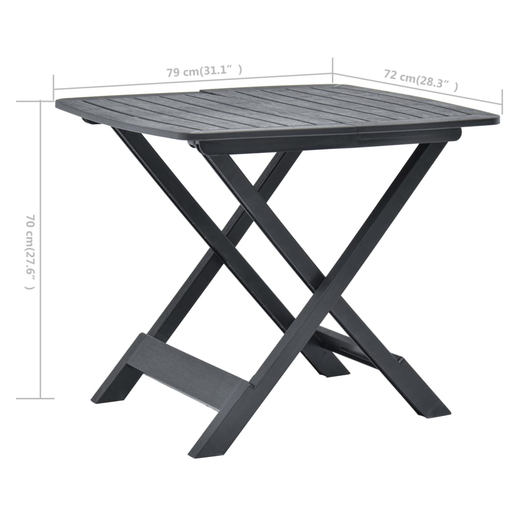 Tavolo da Giardino Antracite 79x72x70 cm in Plastica