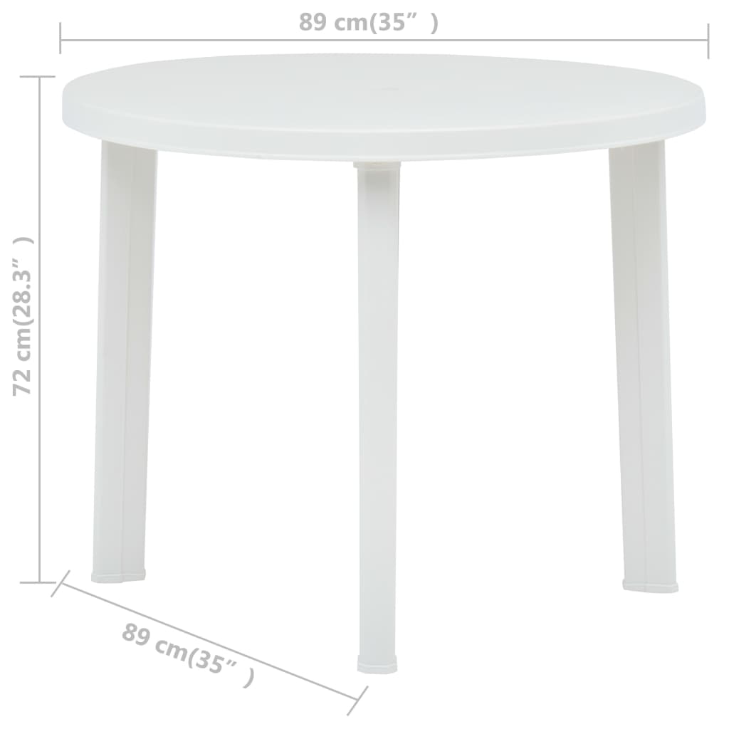Tavolo da Giardino Bianco 89 cm in Plastica - homemem39