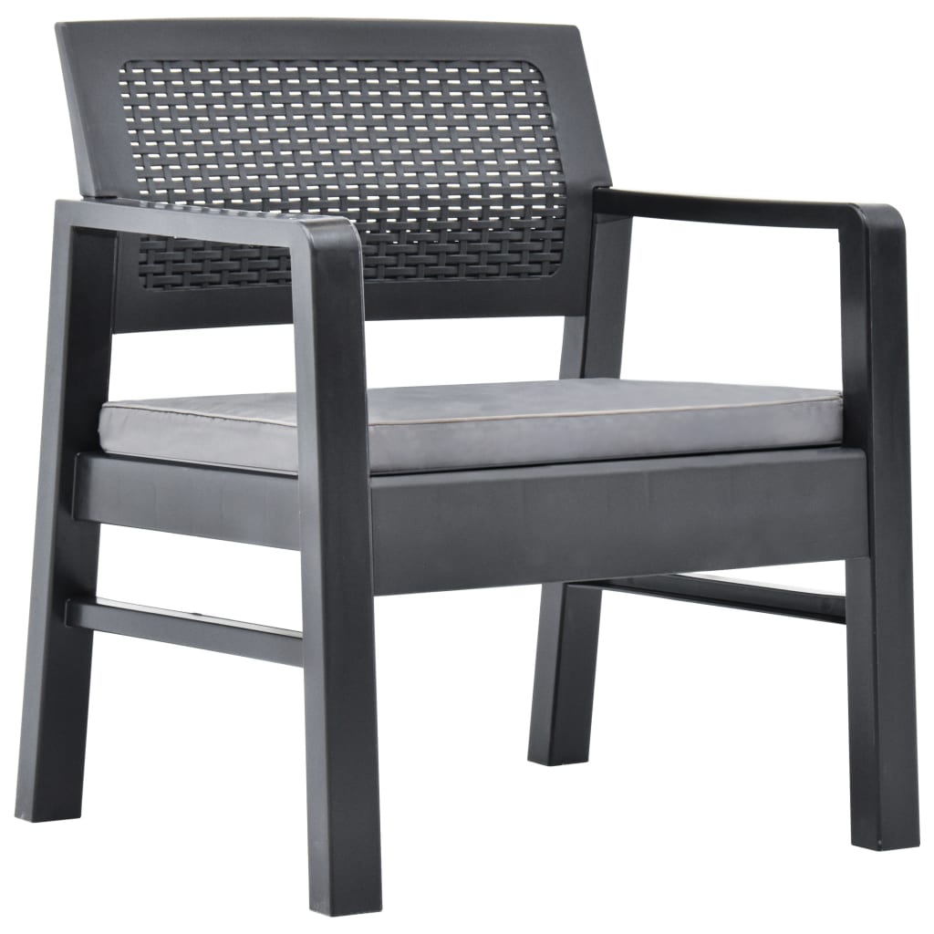 Set Salotto da Giardino 3 pz in Plastica Antracite | homemem39