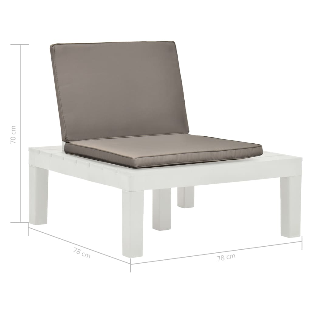 Sedia a Sdraio da Giardino con Cuscino in Plastica Bianca | homemem39