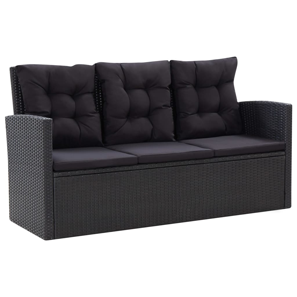 Set Divani da Giardino 6 pz con Cuscini in Polyrattan Nero | homemem39