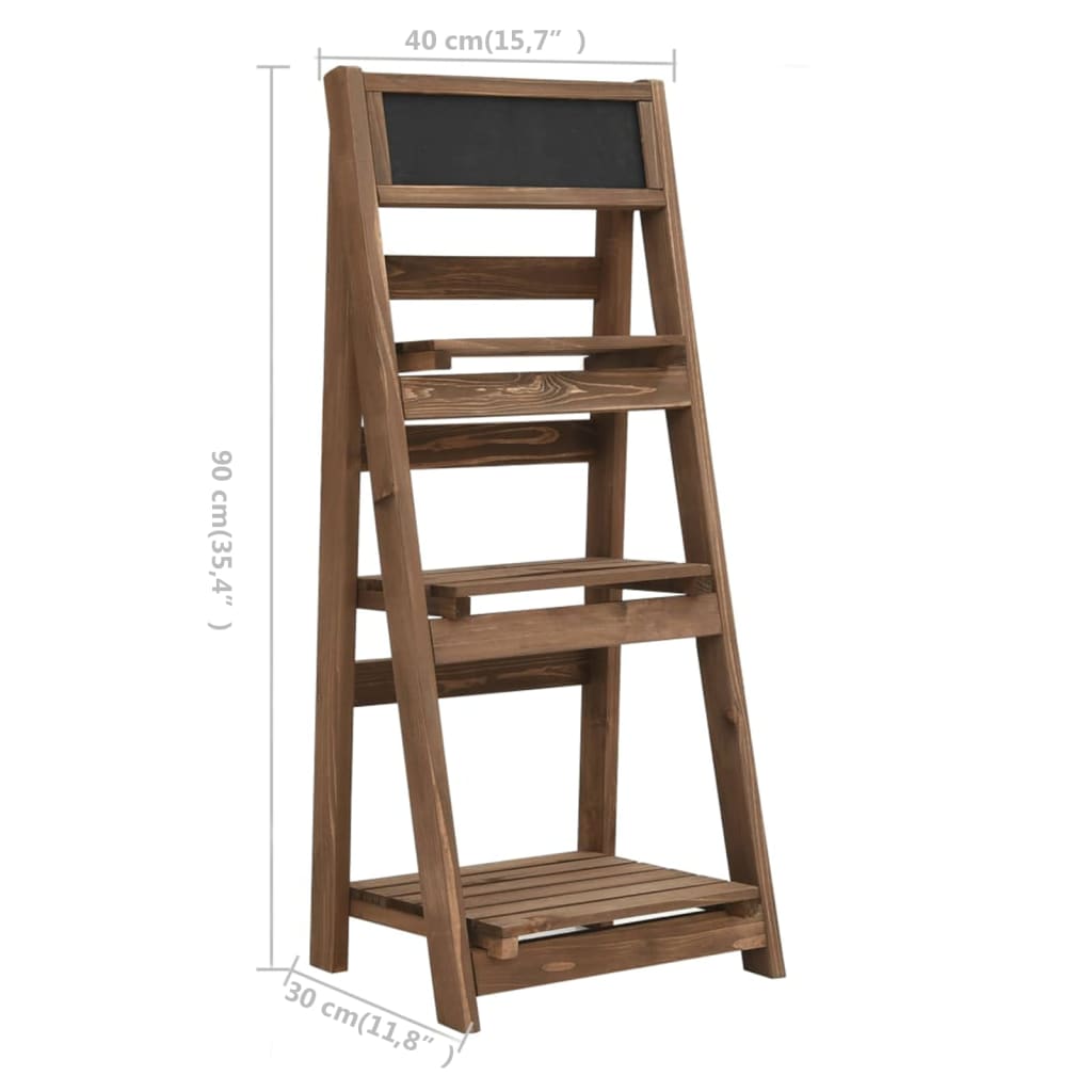 Piedistallo Piante 3 Livelli con Lavagna 40x30x90cm Legno Abete - homemem39