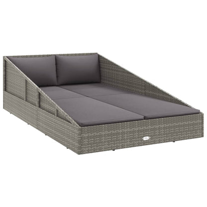 Lettino da Giardino Grigio 110x200 cm in Polyrattan - homemem39