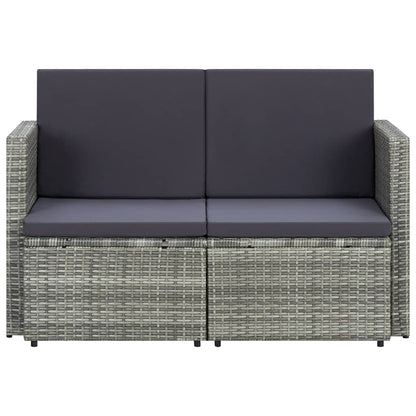 Divano da Giardino a 2 Posti con Cuscini Grigio in Polyrattan | homemem39
