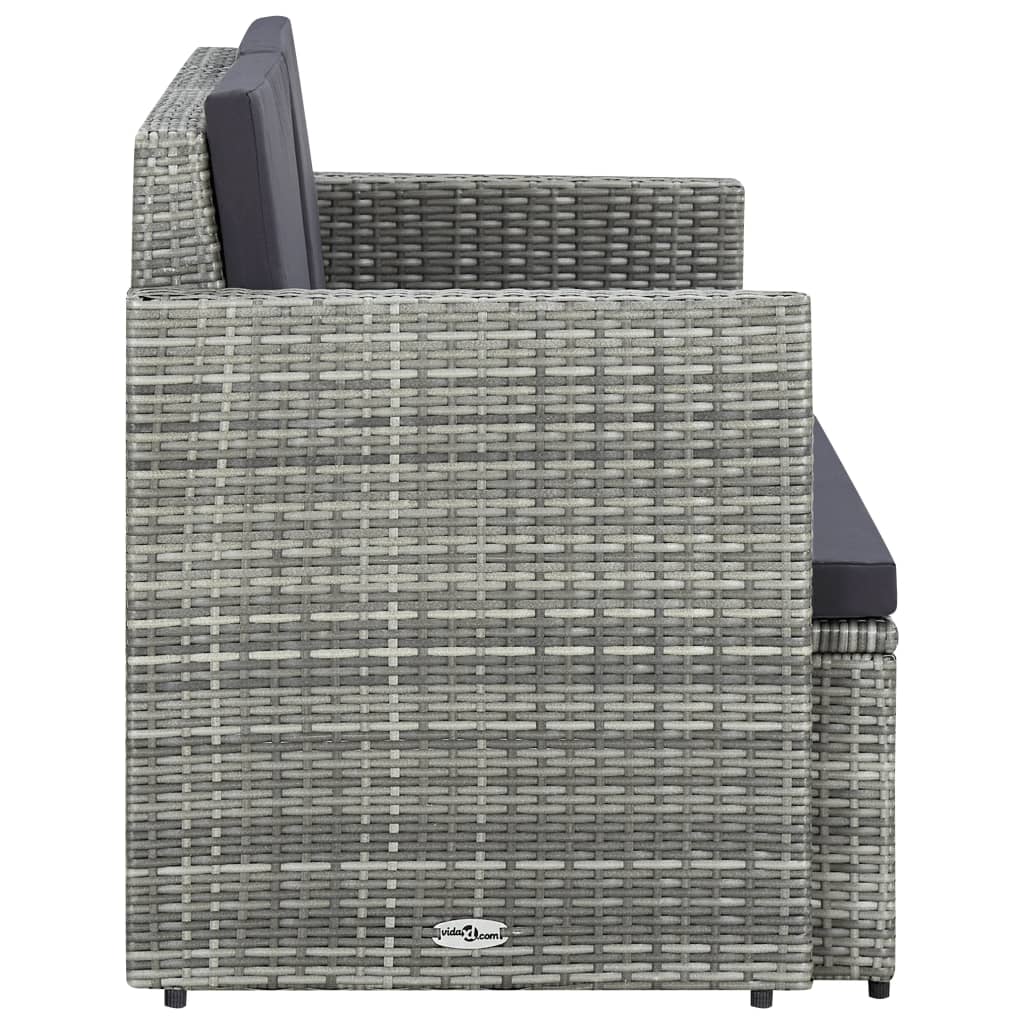Divano da Giardino a 2 Posti con Cuscini Grigio in Polyrattan | homemem39