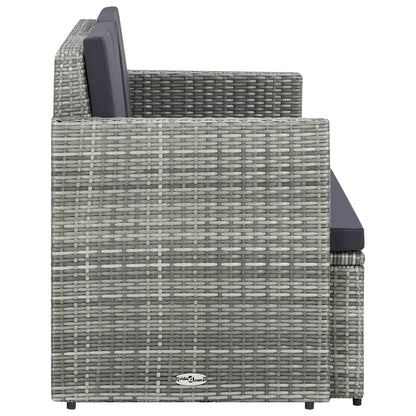 Divano da Giardino a 2 Posti con Cuscini Grigio in Polyrattan | homemem39