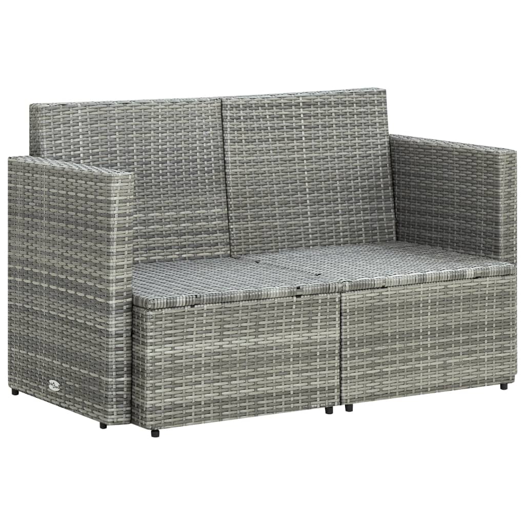 Divano da Giardino a 2 Posti con Cuscini Grigio in Polyrattan | homemem39