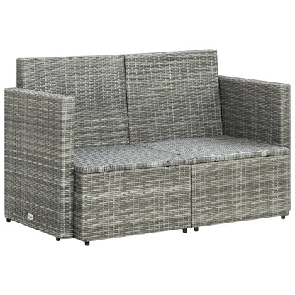 Divano da Giardino a 2 Posti con Cuscini Grigio in Polyrattan | homemem39