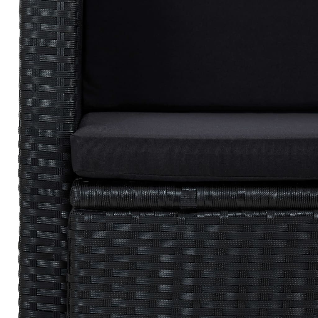 Divano da Giardino a 2 Posti con Cuscini Nero in Polyrattan | homemem39