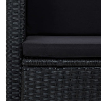 Divano da Giardino a 2 Posti con Cuscini Nero in Polyrattan | homemem39