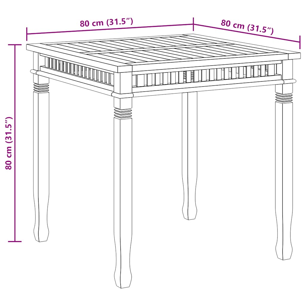 Tavolo da Pranzo per Giardino 80x80x80 cm in Massello di Teak - homemem39